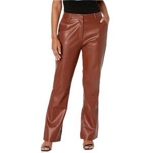 NWT STEVE MADDEN Mercer Faux Leather Pants XL Vegan Flare Dress Work Dark Brown